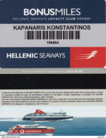 GREECE - Hellenic Seaways, Loyalty Club Member Card(reverse 3), Used - Cartes D'hotel