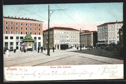AK Trieste, Piazza Della Caserna, Strassenbahn  - Tram