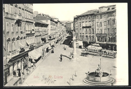 AK Trieste, Strassenbahn Auf Dem Corso  - Tram