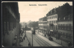 AK Karlsruhe, Blick In Die Kaiserstrasse Mit Strassenbahn  - Karlsruhe