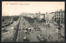 AK Barcelona, Paseo De Colón, Strassenbahn  - Tramways