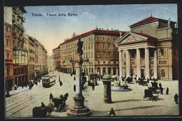 AK Trieste, Piazza Della Borsa, Strassenbahn  - Tramways