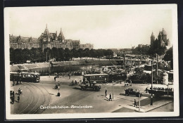 AK Amsterdam, Centraalstation, Strassenbahn  - Strassenbahnen