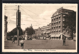 AK Den Haag, Stationsweg Met Hôtel Terminus, Strassenbahn  - Tramways