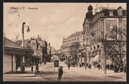 AK Plauen I. V., Partie Am Postplatz Mit Strassenbahn  - Tramways