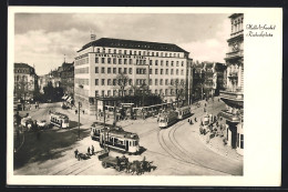 AK Halle /Saale, Strassenbahnen Auf Dem Riebeckplatz  - Tramways