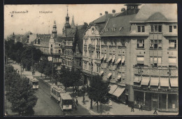 AK Düsseldorf, Königsallee Mit Strassenbahn Und Cafe Corso  - Tranvía