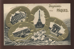 FANTAISIES - JOYEUSES PAQUES - OEUFS ET VUES DES MONUMENTS DE PARIS - CARTE GAUFREE - Pâques