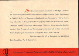 604355 | Dekorative Karte Der Steinzeug Und Tonwaren Fabrik Uebelacker, Hannover Messe  | Ransbach-Baumbach (W - 5412), - Notausgaben Amerikanische Zone