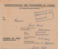 France Lettre Prisonnier De Guerre Dépôt De Mulsanne Pour L'Allemagne 1946 - 2. Weltkrieg 1939-1945