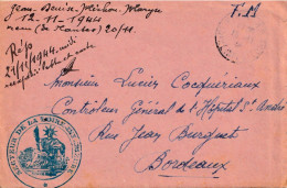 BELLE ENVELOPPE AC DE 1944 EN FM. DE NANTES A BORDEAUX.TRES INTERESSANTE.JOLI CACHET BLEU - Lettres & Documents