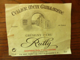 Rully Grésigny 1er Cru - Cellier Meix Guillaume - P.M. NINOT Propriétaire - Bourgogne
