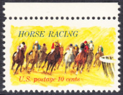 !a! USA Sc# 1528 MNH SINGLE W/ Top & Right Margins - Horse Racing - Neufs