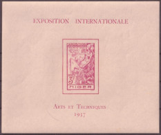 F-EX50527 FRANCE NIGER 1937 ORIGINAL GUM ARTS & TECNICS INTERNATIONAL EXPO.  - Ongebruikt