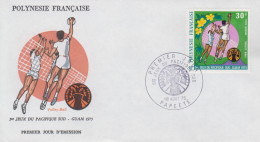 Enveloppe  FDC  1er Jour  POLYNESIE   Volley - Ball   5émes  Jeux  Du  Pacifique  Sud   1975 - Volleybal