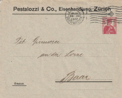 Suisse Entier Postal Privé Zürich 1912 - Stamped Stationery