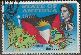 ANTIGUA 1967 Statehood - 4c. - State Flag And Maps FU - Antigua And Barbuda (1981-...)