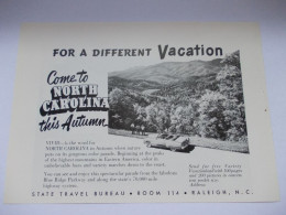Reclame Advertentie Uit Oud Tijdschrift 1956 - State Travel Bureau - Come To North Carolina This Autumn - Publicités