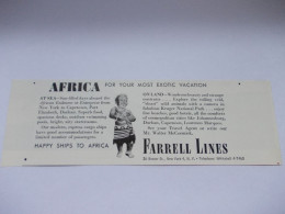 Reclame Advertentie Uit Oud Tijdschrift 1956 - Farrell Lines - Happy Ships To Africa - Publicités