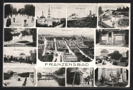 AK Franzensbad, Panorama, Kurpark, Kursaal, Franzensquelle  - Tchéquie
