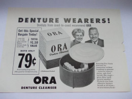 Reclame Advertentie Uit Oud Tijdschrift 1956 - Denture Wearers - ORA Denture Cleanser - Publicités