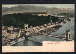 AK Tetschen A. D. Elbe, Schloss Mit Kettenbrücke  - Tchéquie