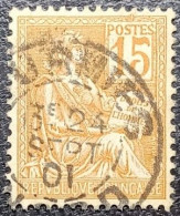 N°117 Mouchon 15c Orange. Cachet De 1901 à Fourmies - 1900-02 Mouchon