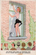 4V5Hy  Illustrateur Coquine érotique Humour Vue Sous Les Jupes De La Laveuse De Carreaux - Contemporain (à Partir De 1950)