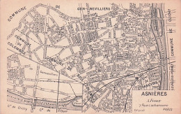 92 -  ASNIERES Sur SEINE  - Plan De La Ville - Asnieres Sur Seine