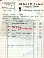 87- LIMOGES- FACTURE BERGER FRERES -TISSUS CONFECTIONS- 19 RUE HAUTE VIENNE- MME CHAZETTE CEYROUX-1951 - Textile & Vestimentaire