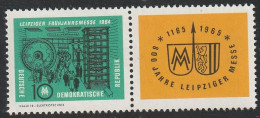 DDR: 1964, Zusammendruck: Mi. Nr. W Zd 119, 1012/Zf,  10 Pfg./Zf,  Leipziger Frühjahrsmesse.   **/MNH - Zusammendrucke