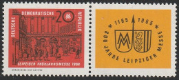 DDR: 1964, Zusammendruck: Mi. Nr. W Zd 121, 1013/Zf,  20 Pfg./Zf,  Leipziger Frühjahrsmesse.   **/MNH - Se-Tenant