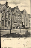 CPA Ypres Ypern Westflandern, Maisons Des Bateliers Sur Le Marche Au Betail - Other & Unclassified