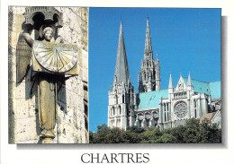 28 - Chartres - La Cathédrale Et L'Ange Au Cadran - Multivues - Chartres