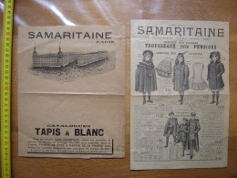 Catalogue 4 Pages LA SAMARITAINE Rentree Des Classes ECOLE UNIFORMES 1909 - Altri & Non Classificati