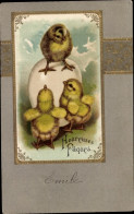 Gaufré Lithographie Glückwunsch Ostern, Küken, Osterei - Easter