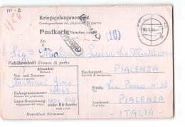 1507 01 ITALIAN POW PRISONER OF WAR STALAG TO PIACENZA - Censura Censure Zensur Censored - Lettres & Documents