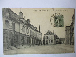 Cpa...villenauxe...(aube)...place De L'église...la Poste...1918...(commerces..tripier..chapellerie)... - Autres & Non Classés