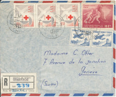 Chile Registered Air Mail Cover Sent To Switzerland Graneros 23-7-1964 With More Stamps Incl. RED CROSS - Nigeria (1961-...)