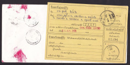 Thailand: Registered Cover, 2 Stamps, King, Returned, Retour Cancel, Postal Form Attached (minor Damage) - Thaïlande
