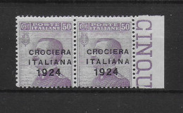 REGNO 1924 " CROCIERA ITALIANA " 50 CENTESIMI IN COPPIA 2 VAL. ** MNH LUSSO  C2004 - Ungebraucht