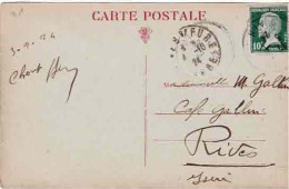 TARIF 25 Mars 1924 CARTE-POSTALE 5 MOTS - Pasteur N°170 Poncin 3 Octobre 1924 Pour Rives - CP Poncin - Postal Rates