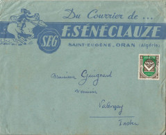 FRENCH ALGERIA - Yv. #PREO18 ALONE FRANKING  F. SENECLAUZE ILLUSTRATED COMMERCIAL CORRESPONDANCE TO FRANCE -1950s - Briefe U. Dokumente