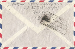 FRENCH ALGERIA - 3 STAMP 74 FRANCS FRANKING ON AIR MAILED LETTER SENT FROM TIZI OUZOU TO INDIA -1958 - Briefe U. Dokumente