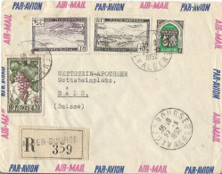 FRENCH ALGERIA - 4 STAMP 87 FRANCS FRANKING ON AIR MAILED REGISTERED LETTER SENT FROM ALGER TO SWITZERLAND -1952 - Covers & Documents