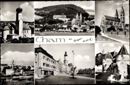 CPA Cham In Der Oberpfalz, Marktplatz, Burgtor, Klosterkirche, St. Josef - Autres & Non Classés