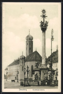 AK Straubing, Dreifaltigkeitssäule Und Kirche  - Straubing