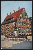 AK Augsburg, Ost- Und Südfassade Des Weberhauses, Merkurbrunnen  - Augsburg
