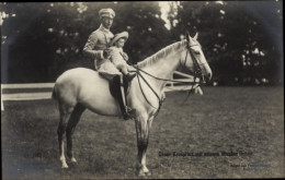 CPA Kronprinz Wilhelm Von Prusse Mit Seinem ältesten Sohn, Pferd - Royal Families