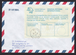 UK: Airmail Cover, 1981, Curiosity: C22 International Reply Coupon Used As Stamp, Cancel Marylebone (traces Of Use) - Brieven En Documenten
